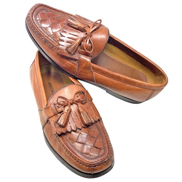 Johnston‎ & Murphy Brown Leather Lattice Vamp Tassel Loafers - Picture 11 of 11